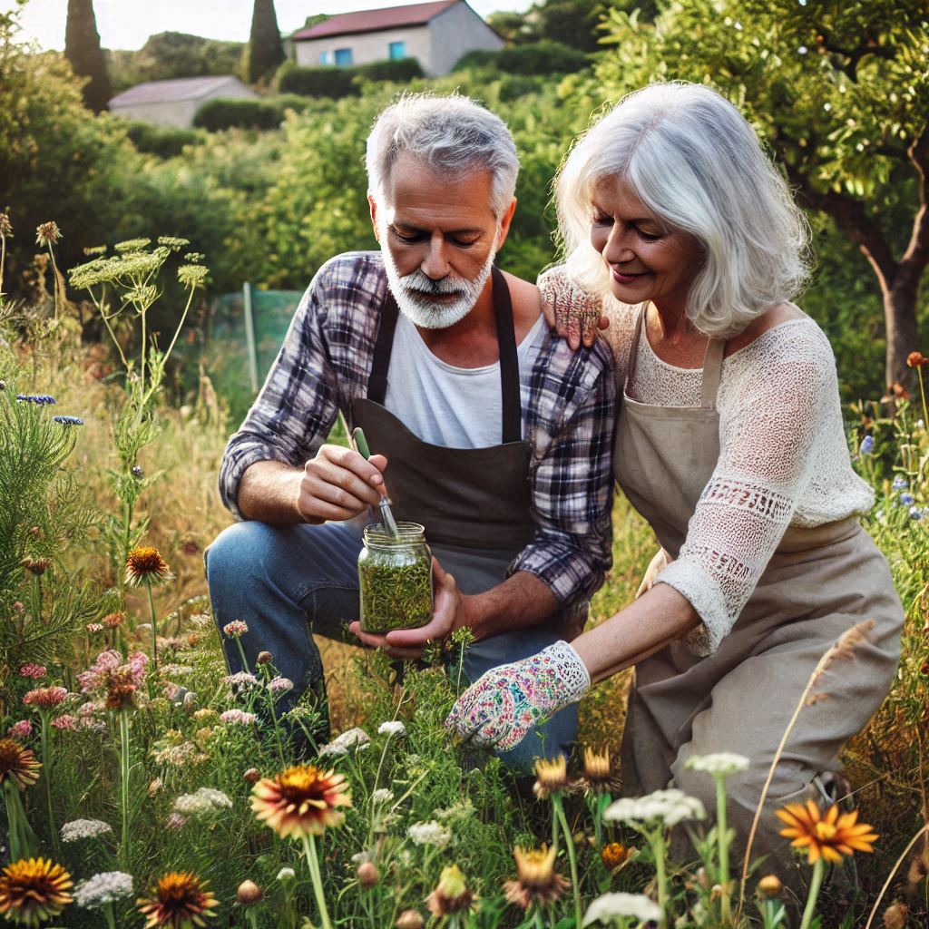 A couple working on their garden.